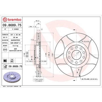 

BREMBO brzdový kotouč 09.8689.75, sada 2 ks