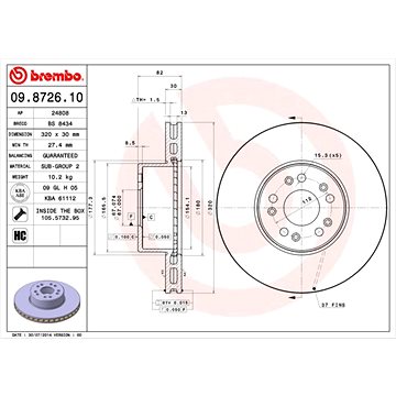 

BREMBO brzdový kotouč 09.8726.10, sada 2 ks