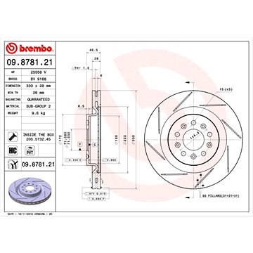 

BREMBO brzdový kotouč 09.8781.21, sada 2 ks