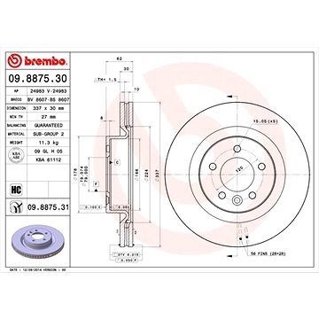 

BREMBO brzdový kotouč 09.8875.31, sada 2 ks