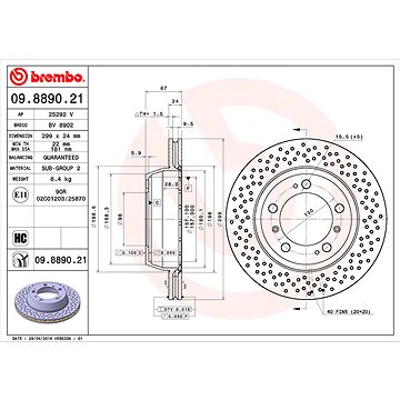 

BREMBO brzdový kotouč 09.8890.21, sada 2 ks