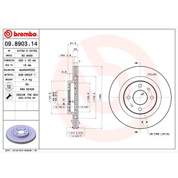 

BREMBO brzdový kotouč 09.8903.14, sada 2 ks