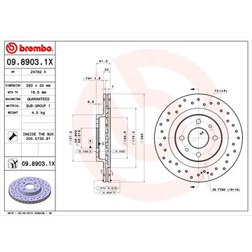 

BREMBO brzdový kotouč 09.8903.1X, sada 2 ks