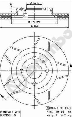

BREMBO brzdový kotouč 09.8903.75, sada 2 ks