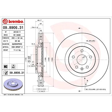 

BREMBO brzdový kotouč 09.8906.31, sada 2 ks