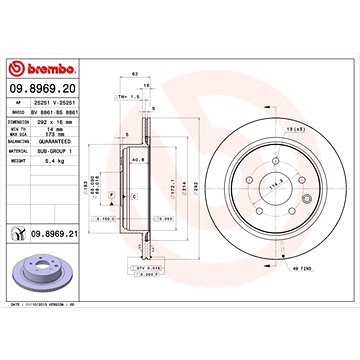 

BREMBO brzdový kotouč 09.8969.21, sada 2 ks