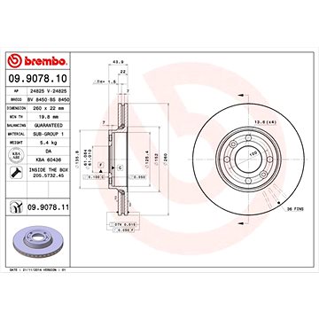 

BREMBO brzdový kotouč 09.9078.11, sada 2 ks