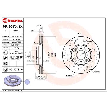 

BREMBO brzdový kotouč 09.9078.2X, sada 2 ks