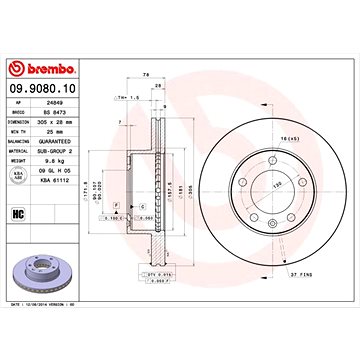 

BREMBO brzdový kotouč 09.9080.10, sada 2 ks