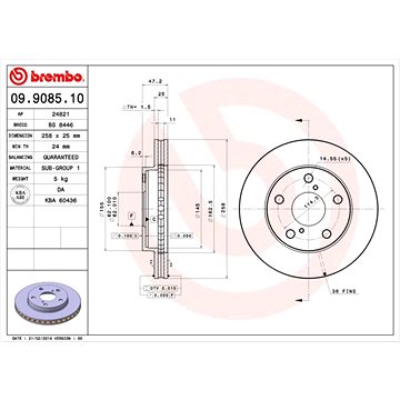 

BREMBO brzdový kotouč 09.9085.10, sada 2 ks