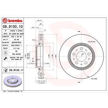 

BREMBO brzdový kotouč 09.9130.11, sada 2 ks