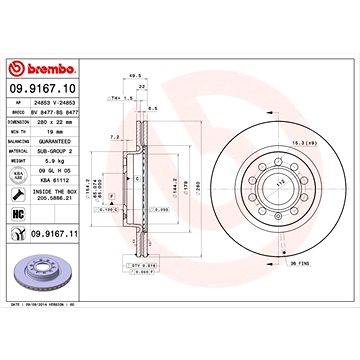 

BREMBO Kotouč brzd OC2 280 BREMBO 09.9167.11, sada 2 ks