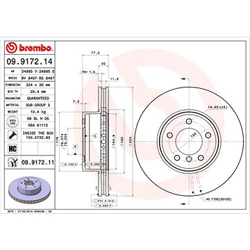 

BREMBO brzdový kotouč 09.9172.11, sada 2 ks