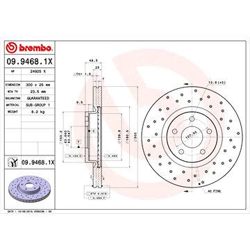 

BREMBO brzdový kotouč 09.9468.1X, sada 2 ks