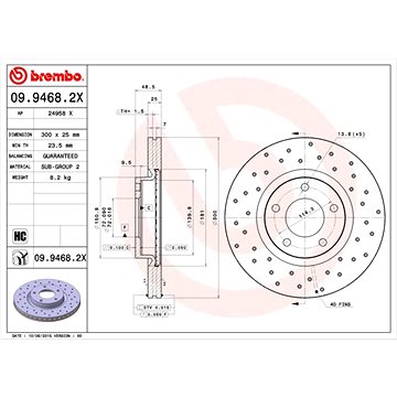 

BREMBO brzdový kotouč 09.9468.2X, sada 2 ks