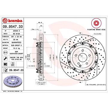 

BREMBO brzdový kotouč 09.9547.33, sada 2 ks