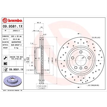 

BREMBO brzdový kotouč 09.9581.1X, sada 2 ks