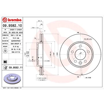 

BREMBO brzdový kotouč 09.9582.11, sada 2 ks