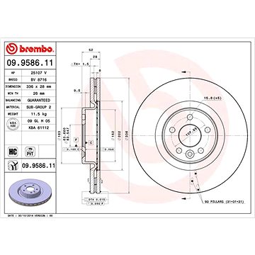 

BREMBO brzdový kotouč 09.9586.11, sada 2 ks