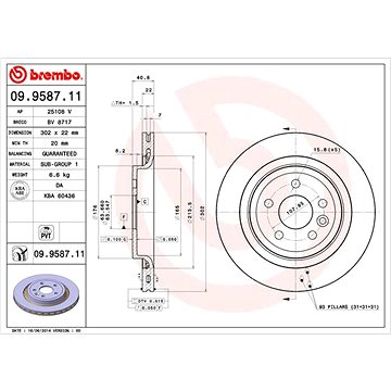 

BREMBO brzdový kotouč 09.9587.11, sada 2 ks
