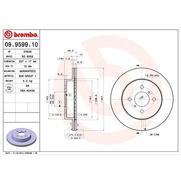 

BREMBO brzdový kotouč 09.9599.10, sada 2 ks