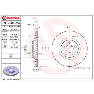

BREMBO brzdový kotouč 09.9609.24, sada 2 ks