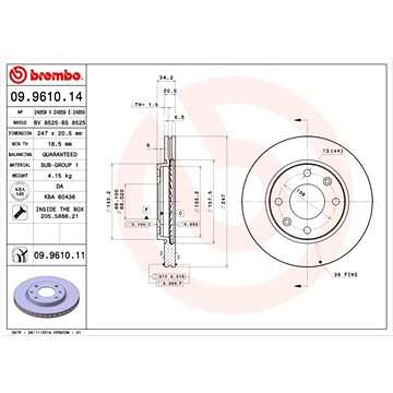 

BREMBO brzdový kotouč 09.9610.11, sada 2 ks