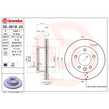 

BREMBO brzdový kotouč 09.9618.24, sada 2 ks