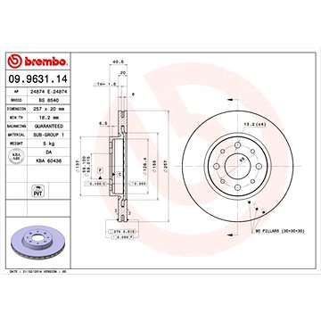 

BREMBO brzdový kotouč 09.9631.14, sada 2 ks