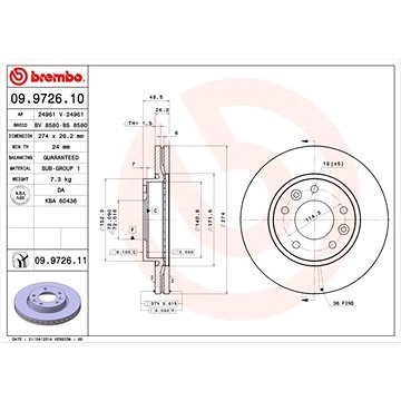

BREMBO brzdový kotouč 09.9726.11, sada 2 ks