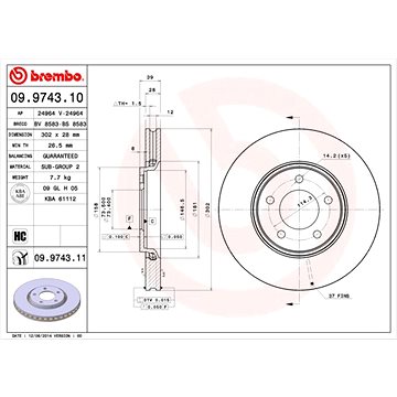 

BREMBO brzdový kotouč 09.9743.11, sada 2 ks