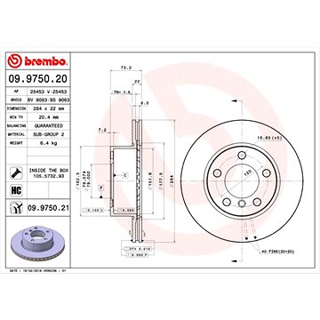 

BREMBO brzdový kotouč 09.9750.21, sada 2 ks