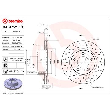 

BREMBO brzdový kotouč 09.9752.1X, sada 2 ks