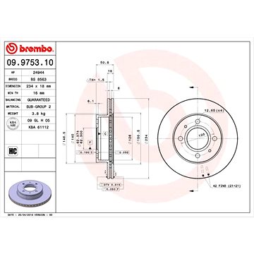

BREMBO brzdový kotouč 09.9753.10, sada 2 ks