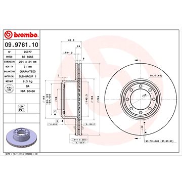 

BREMBO brzdový kotouč 09.9761.10, sada 2 ks