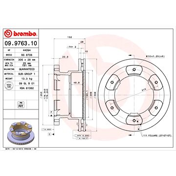 

BREMBO brzdový kotouč 09.9763.10, sada 2 ks