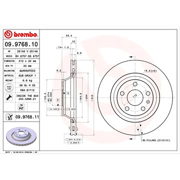 

BREMBO brzdový kotouč 09.9768.11, sada 2 ks