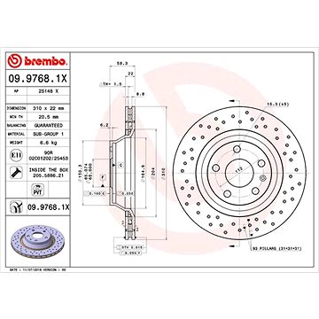 

BREMBO brzdový kotouč 09.9768.1X, sada 2 ks
