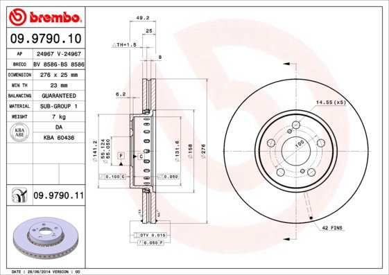 

BREMBO brzdový kotouč 09.9790.11, sada 2 ks