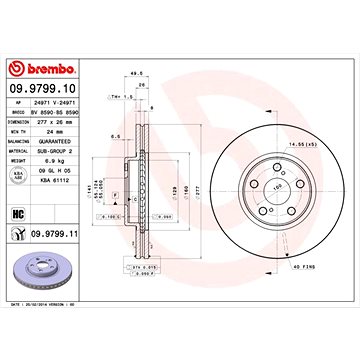

BREMBO brzdový kotouč 09.9799.11, sada 2 ks