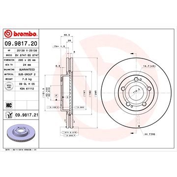 

BREMBO brzdový kotouč 09.9817.21, sada 2 ks