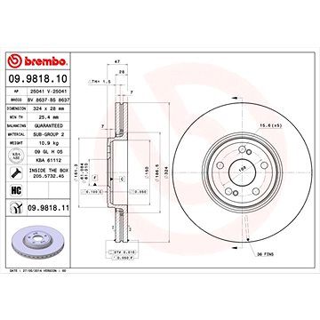 

BREMBO brzdový kotouč 09.9818.11, sada 2 ks