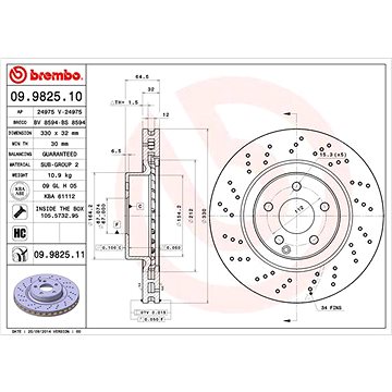 

BREMBO brzdový kotouč 09.9825.11, sada 2 ks