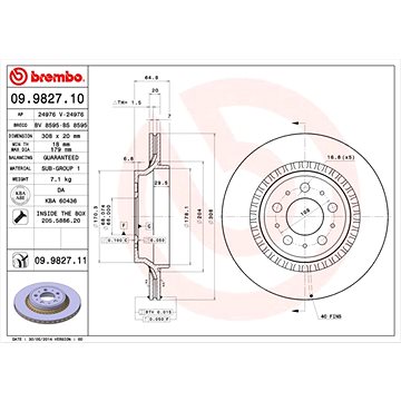 

BREMBO brzdový kotouč 09.9827.11, sada 2 ks