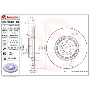 

BREMBO brzdový kotouč 09.9848.11, sada 2 ks