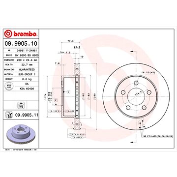 

BREMBO brzdový kotouč 09.9905.11, sada 2 ks
