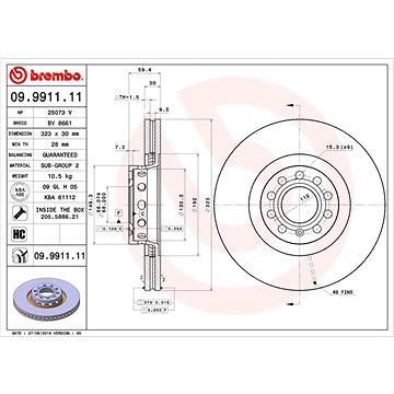 

BREMBO brzdový kotouč 09.9911.11, sada 2 ks