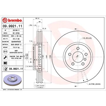 

BREMBO brzdový kotouč 09.9921.11, sada 2 ks