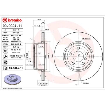 

BREMBO brzdový kotouč 09.9924.11, sada 2 ks