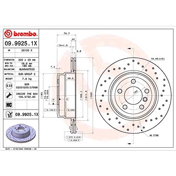 

BREMBO brzdový kotouč 09.9925.1X, sada 2 ks